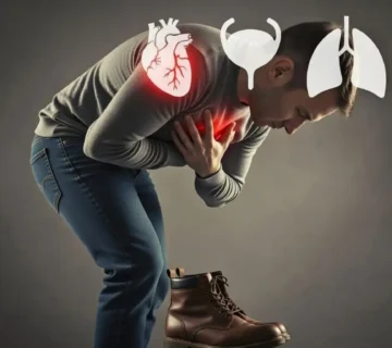 درد قفسهٔ سینه هنگام خم شدن به جلو: دلایل شایع و نکات مهم اینفوگرافیک درد قفسه سینه هنگام خم شدن، شامل علل احتمالی مانند رفلاکس، فشار بر دیافراگم، مشکلات عضلانی–اسکلتی و اختلالات مری