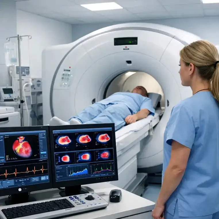 PET و SPECT قلب : تفاوتها، کاربردها و اینکه کدام برای شما مناسبتر است؟ تصویر شخصی در حال PET SCAN قلبی